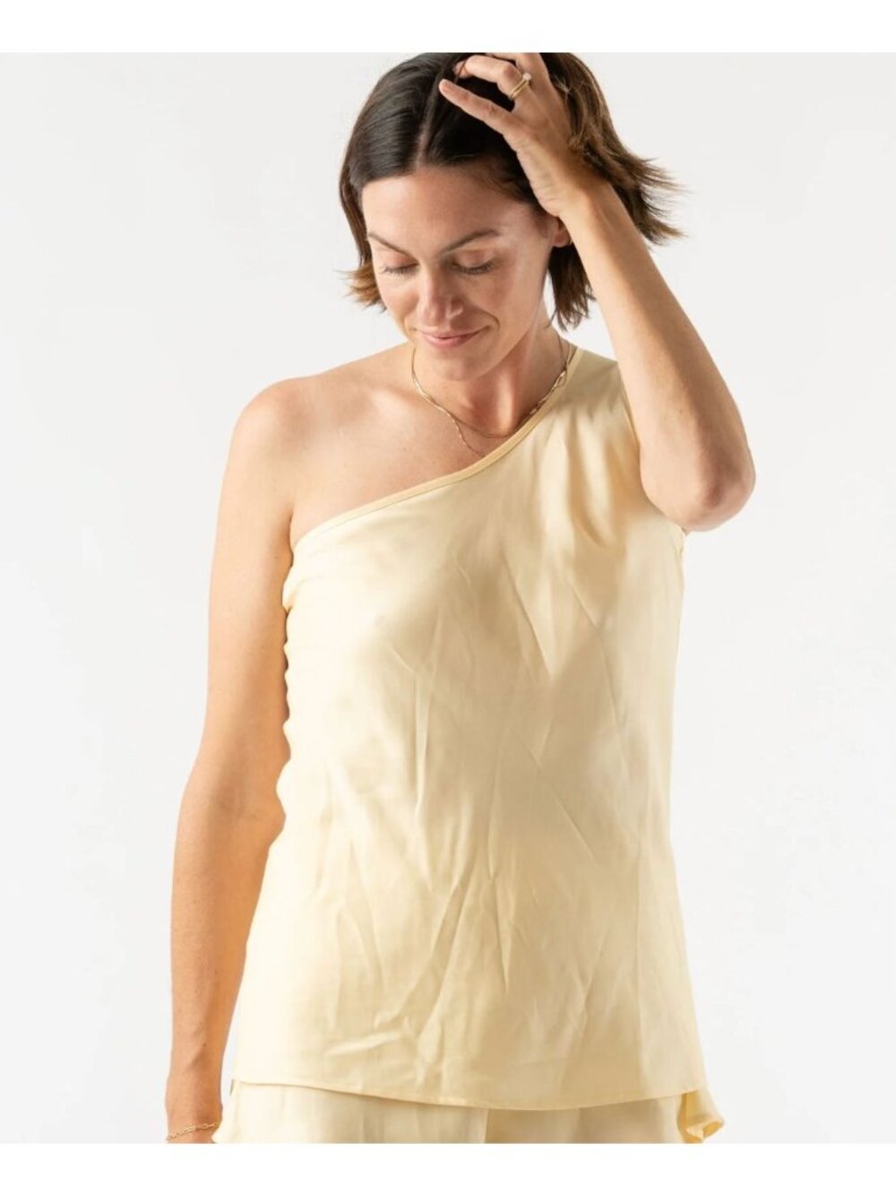 NWT BASERANGE One Strap Dydine Top in Sophia Yellow Size Large